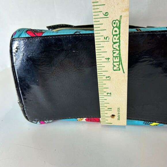 Betsey Johnson Turquoise Blue Multicolored Tea Time Print Insulated Satchel Bag - Picture 14 of 15